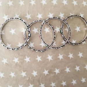 silver cz emerald and ruby bangle set